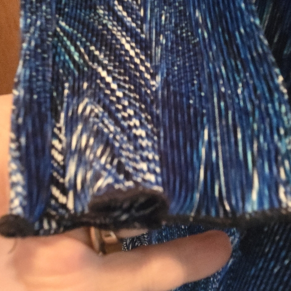 Ninety Elegant Blue Patterned Women's Stretchy Faux Wrap Dress SzM - Picture 7 of 11